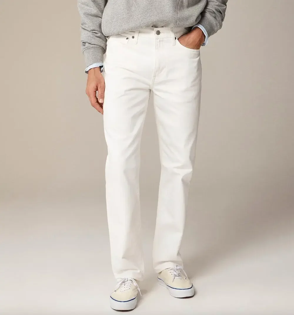 J.Crew Classic Jean White Rigid Denim Relaxed Straight Mens W 34 L 34 NWT